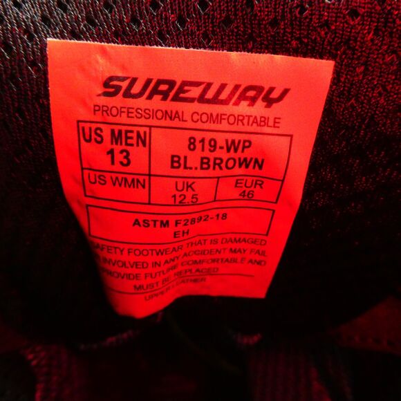 SUREWAY Heavy Duty Soft Toe Full Grain Leather Work Boots Brown Men's: US 13 - Picture 2 of 8